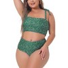 Agnes Orinda Women's Plus Size Two-Piece Tie High Waisted Adjustable Straps Bikini Set - 2 of 4