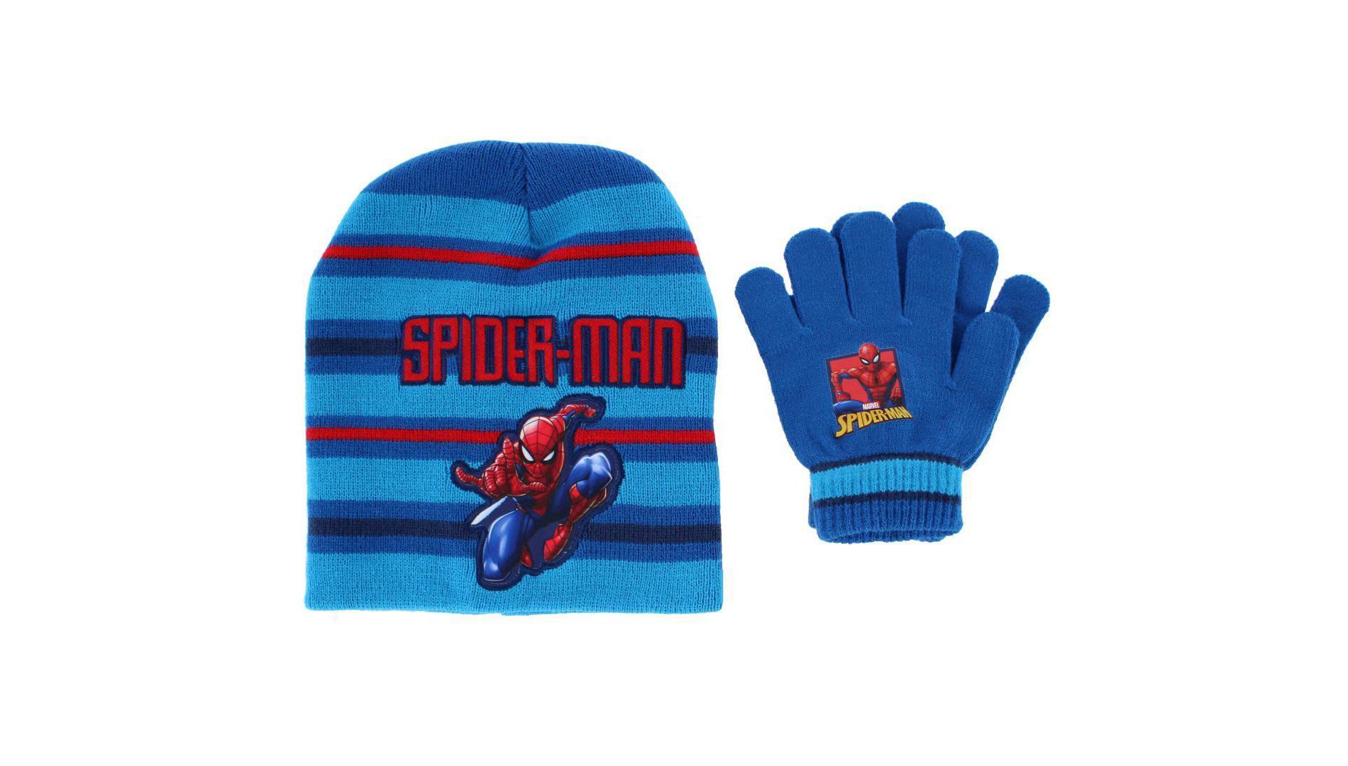Textiel Trade Boy's One Size Fits Most Spider-Man Winter Beanie and Gloves Set, Royal Blue