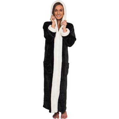 Silver Lilly - Women's Plush Zip Up Hooded Robe With Sherpa Trim : Target