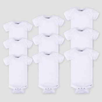 Gerber Baby 9pk Grow with Me Short Sleeve Onesie Assorted Size Set - White