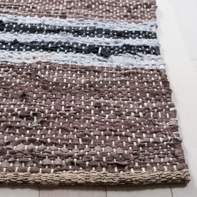 Gray and Ivory Flat Woven Cotton Cowhide Area Rug, 8' x 10'