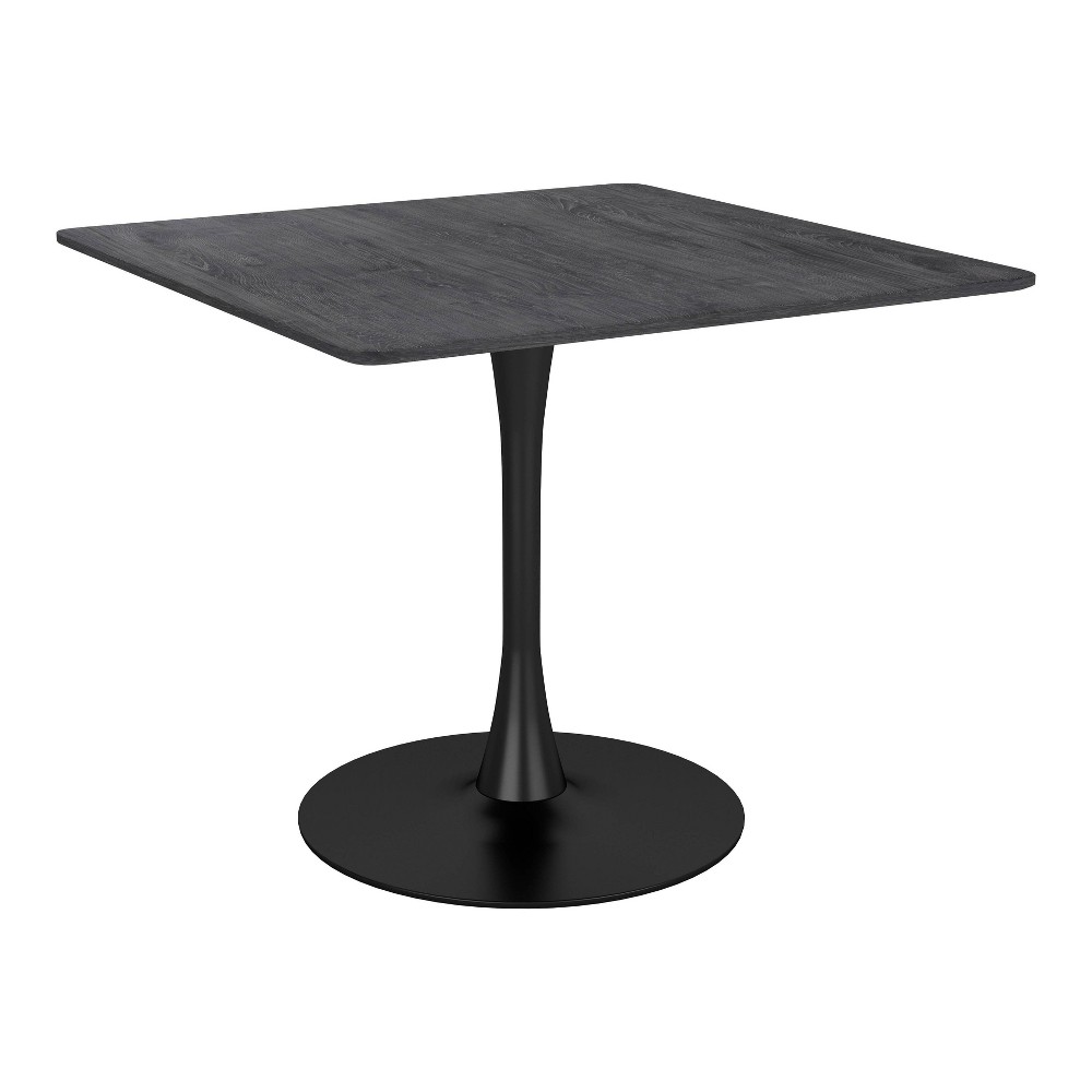 Photos - Garden & Outdoor Decoration 35.4" Merlin Dining Table Black - ZM Home: Square MDF Top, Steel Frame, Modern Pedestal Base