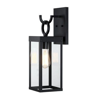 1-Light Outdoor Matte Black Wall Lantern Light (2-Pack)