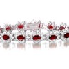 Guili Sterling Silver White Gold-Plated CZ Link Bracelet with Colorful Stones in Red or Blue—Modern, Sparkling, and Effortlessly Chic. - 4 of 4