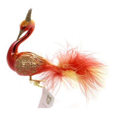 Golden Bell Collection 4.25" Red Swan With Crown Ornament Clip-On  -  Tree Ornaments