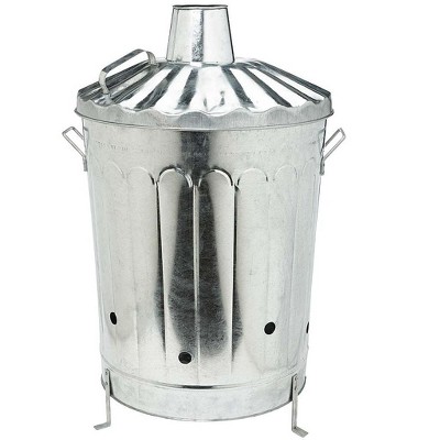 Plow & Hearth - Galvanized Metal Garden Incinerator Can - Made from Durable 28-Gauge Metal