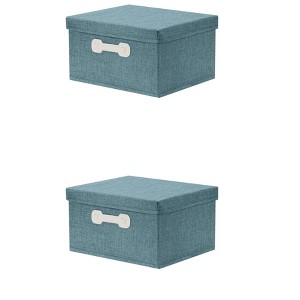 REGALWOVEN Collapsible Fabric Storage Bin with Lid and Handle for Shelves Closet 2 Pcs - 1 of 4