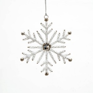 NAYSAYE Party Decoration and Accessories Snowflake Beaded Ornament for Holiday Home Decor, White, 5"*0.25"*5" - 1 of 4