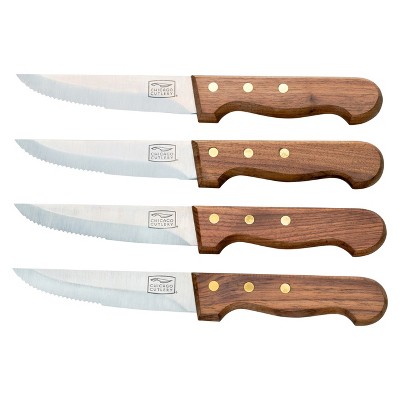 Chicago Cutlery Basics Steakhouse Walnut 4pc 5" Steak Knives Set
