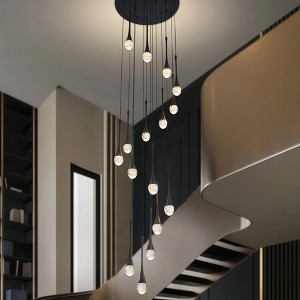 BAOURE Modern Black Crystal Chandelier for High Ceiling, 16 Light 19.7in Raindrop Crystal Chandeliers Dimmable LED Pendant Light for Staircase Foyer - 1 of 4