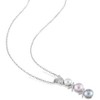 EVERLY JEWELRY | Sterling Silver White, Pink and Grey Cultured Freshwater Pearl and Diamond Drop Pendant with Chain, 18" - 2 of 4