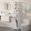 VECELO Tall Tilt Out Laundry Hamper Cabinet with Removable Laundry Basket, Floor Standing Bathroom Organizer with 1 Drawer & 3 Open Shelves, White - 2 of 4