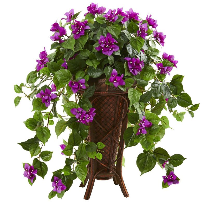 Nearly Natural 31-in Bougainvillea Artificial Plant in Stand Planter, 3 of 4