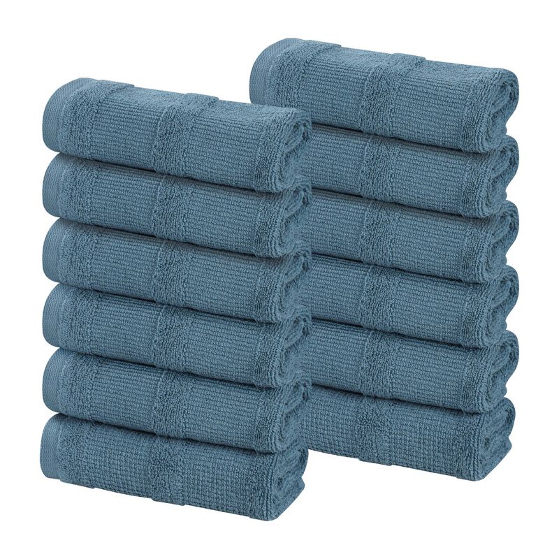 Ribbed Cotton Highly Absorbent Medium Weight Face Towels/ Washcloths, Set of 12 by Blue Nile Mills, 1 of 11
