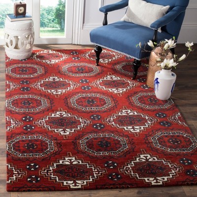 Red Wool 4' x 6' Hand-Tufted Rectangular Area Rug