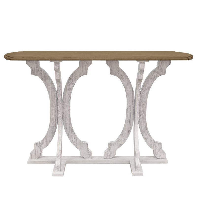 Galano Doynton 45.9 in. Spray Paint Oval Solid Wood Console Table in White and Oak, White, Oak, 6 of 12