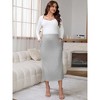 INSPIRE CHIC Womens Maternity Skirt Knitted Straight Skirts Over the Belly Stretch Solid Pregnancy Business Work - 3 of 4