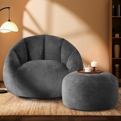 Gericco 47" Giant Bean Bag Chair for Adults - Comfy Plush Shell Soft Accent Chair, Oversized Cozy Lounge Floor Sofa Reading Chair