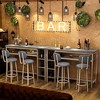 Hooseng 3-Piece Dining Room Table Set with 2 Upholstered Bar Stools, Modern Farmhouse Style Bar Table Set for 2 with Multiple Tier Storage Shelves - 3 of 4