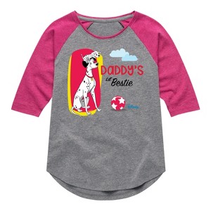 Girls' - 101 Dalmatians - Daddy's Lil Bestie Shirt Tail Raglan Graphic T-shirt - 1 of 3