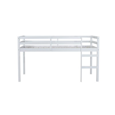 Dolonm Solid Wooden, Rubber Wooden Twin Loft Bed with Ladder, Bed Platform of Strengthened Slats