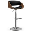 Mid-Century Modern Vegan Faux Leather Adjustable Swivel Barstool with Padded Seat, Bentwood Frame, and Chrome Base for Kitchen or Bar Area - 2 of 4