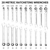 20pcs Ratcheting Wrench, 6-18MM Metric Flex-Head Ratcheting Combination Wrench Set, 72 Teeth Cr-V Combination Ended Span Kit With Storage Bag For Car - 2 of 4