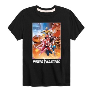 Boys' - Power Rangers - Retro Comic Cover- Boy's Short Sleeve Tee Short Sleeve Graphic T-Shirt - 1 of 4
