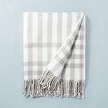 Engineered Gingham Woven Throw Blanket Gray/Cream - Hearth & Hand™ with Magnolia