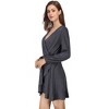 YESFASHION  Women's Casual T Shirt Dress 2025 Summer Long Sleeve Swing Dresses Puff Sleeve V-Neck Ruffles Pleated Party Dress - 2 of 4