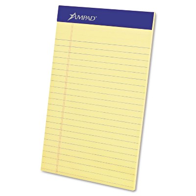 Ampad Perforated Writing Pad Narrow 5 x 8 Canary 50 Sheets Dozen 20204