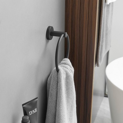 Black Stainless Steel 24-Inch Bathroom Hardware Set with Towel Ring and Hooks