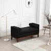 53.5" Upholstered Bench End of Bed, Bedroom Bench for Foot with Wood Legs and Two Bolster Pillows, Ottoman Benches for Entryway/Living Room/Closet - 4 of 4