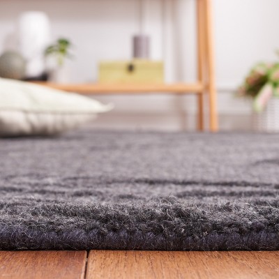 Black Wool Handmade Tufted Square Area Rug 6'x6'