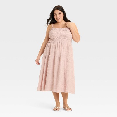 Women's Smocked Midi A-Line Dress - Ava & Viv™