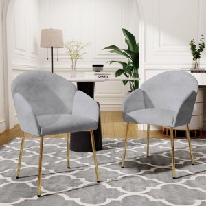 Beige Dining Chairs with Handrails - 2-Pack for Enhanced Comfort and Style - 1 of 3