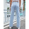 Straight Leg Jeans for Women Slit Hem High Waisted Stretch Relaxed Fit Bootcut Jeans with Pockets - 4 of 4