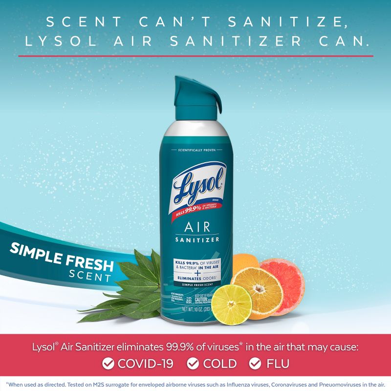 Lysol Air Sanitizing Spray - Simple Fresh - 10oz, 4 of 12