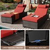 Reclining Patio Lounge Chairs Set of 2, Brown Wicker with Blue Cushions for Outdoor, Poolside, Indoor Use - 3 of 4