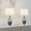 Maxax Golden Blue Glass Table Lamps Set of 2, Modern Desk Lamps with White Fabric Shade for Bedroom, Living Room, Contemporary Decor - 2 of 4