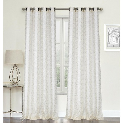 Goodgram Whittier Metallic Sparkle Semi Sheer Grommet Curtain Panels 52 In W X 84 In L Leighton Beige Target