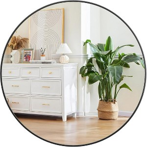 Bathroom Mirror Wall Mount Bathroom Mirror, Modern Wraparound Metal Framed Mirror, Bathroom/Bedroom/Entryway, Hang Horizontally or Vertically - 1 of 4