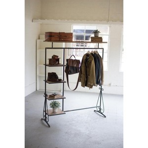 Wood and Metal Garment Display with Shelves – 72.5" Tall by Kalalou - 1 of 3