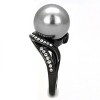 Slickblue Women's IP Black Stainless Steel Ring with Gray Synthetic Pearl, Size 5-10 - 4 of 4