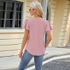 Womens Top Square Neck Lace Insert Jacquard Short Sleeve Top Blouse - 3 of 3