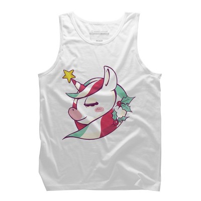 Men's Design By Humans Striped Christmas Unicorn By rasok Tank Top