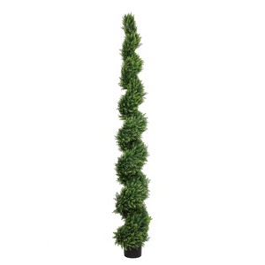 Racxily 7FT Tall Artificial Two-Tone Cypress Pine Tree Realistic Lifelike Faux Greenery with Leaves for Indoor Outdoor Home, Potted Fake Tree, 1pc - 1 of 4