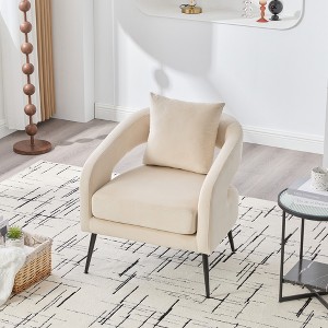 KWPZQEB Velvet Open Back Accent Chair/Sofa, Velvet Barrel Dining Chair w/ Metal Legs, Lounge Armchair w/ Upholstered,Modern Sofa Couch for Living Room - 1 of 4