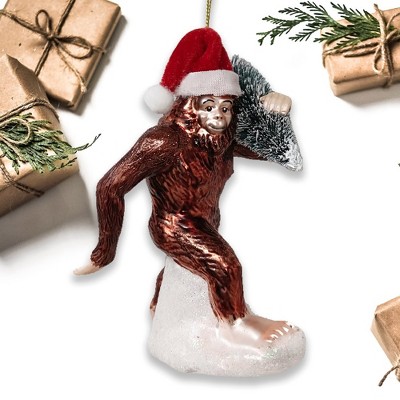 Holiday Forest Dweller Bigfoot Glass Christmas Ornament, Yeti and Sasquatch Themes | OrnamentallyYou