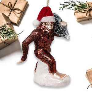 Holiday Forest Dweller Bigfoot Glass Christmas Ornament, Yeti and Sasquatch Themes | OrnamentallyYou - 1 of 4